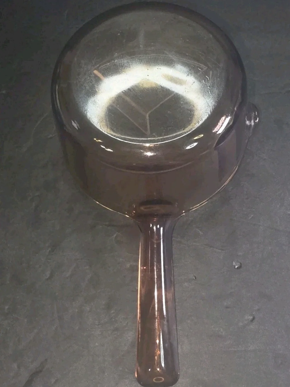 Corning Ware Vision Amber Glass Cookware 1L Sauce Pan Pot  Ribbed Sides